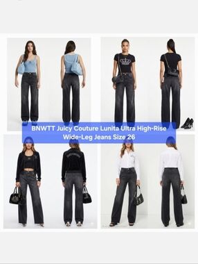 BNWTT Juicy Couture Lunita Ultra High-Rise Wide-Leg Jeans Size 26